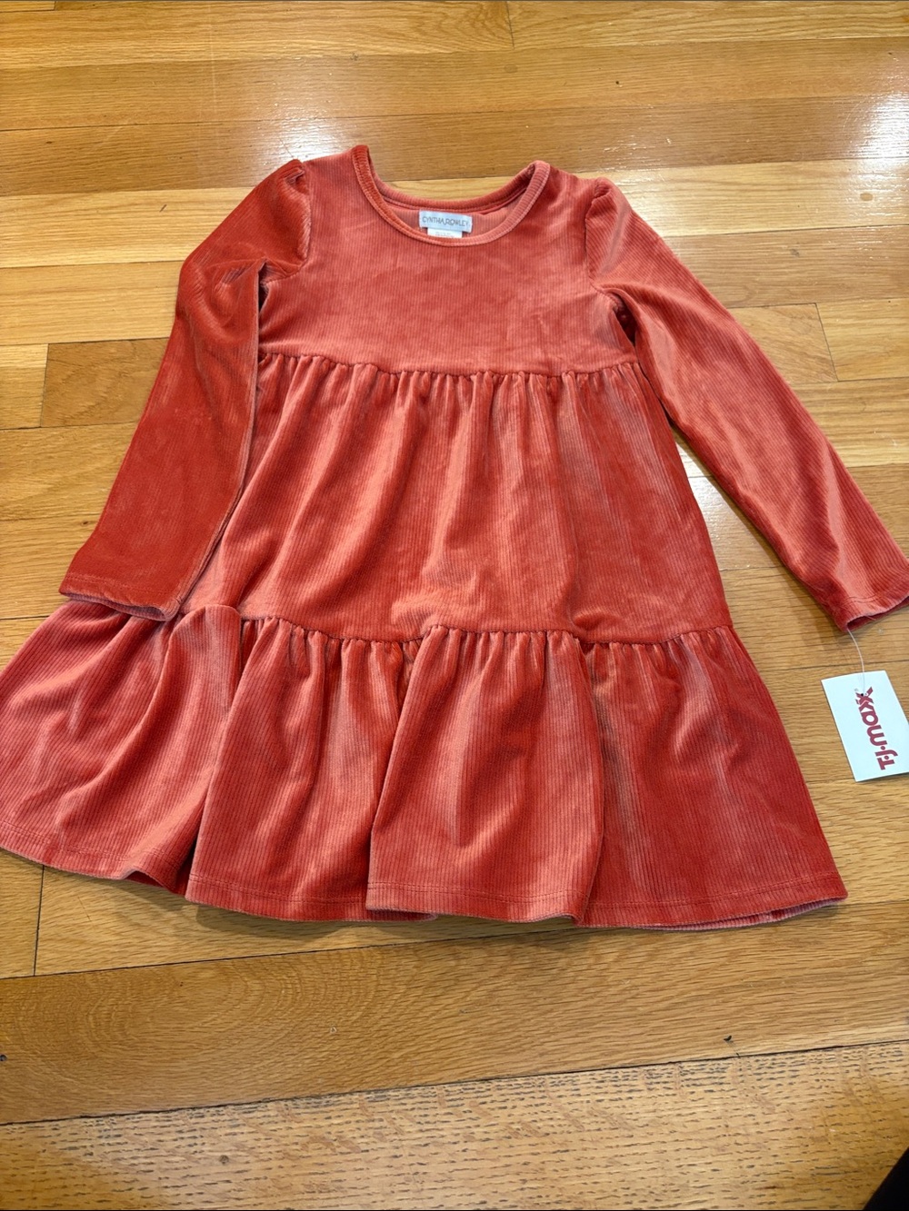 Cynthia Rowley Girls' Long-Sleeve Corduroy Tiered Dress - Rust
